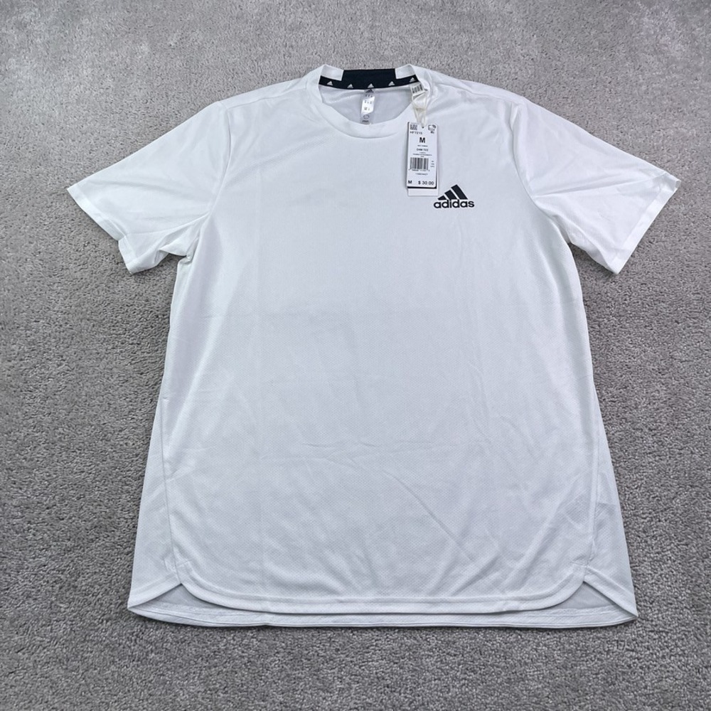 NEW Adidas Shirt Mens Medium White Aeroready Designed for Movement Tee Athletic
